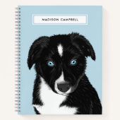 Cute Name Black Bi Aussie Puppy | Blauw notebook Notitieboek (Voorkant)