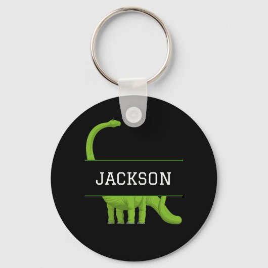 Cute Name Personalized Black Dinosaur Sleutelhanger (Voorkant)