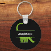 Cute Name Personalized Black Dinosaur Sleutelhanger (Voorkant)