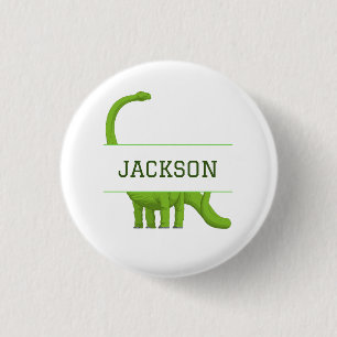 Cute Name Personalized Dinosaur White Ronde Button 3,2 Cm