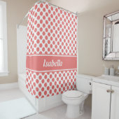 Cute Name Pink & White Polka Dot Pattern Douchegordijn (In situ)