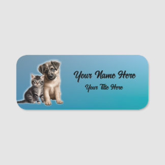 Cute Name Tags Kitten en Puppy Name Badge
