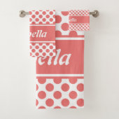 Cute Named Pink & White Polka Dot Bad Handdoek (Insitu)