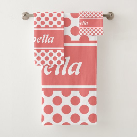 Cute Named Pink & White Polka Dot Bad Handdoek (Insitu)