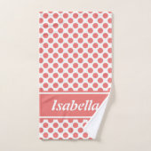 Cute Named Pink & White Polka Dot Bad Handdoek (Handdoek)