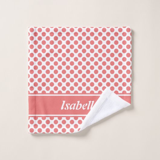 Cute Named Pink & White Polka Dot Bad Handdoek (Wasdoekje)