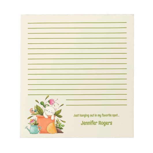 Cute Napping Cat and Plants Notitieblok (Voorkant)