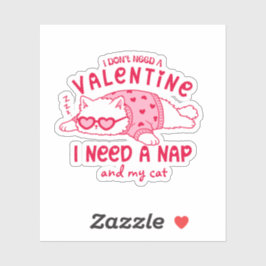 Cute Napping Cat Funny Custom Valentine Sticker