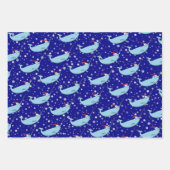 Cute Narwhal à Santa Hat Motif papier d'enveloppem (Devant)