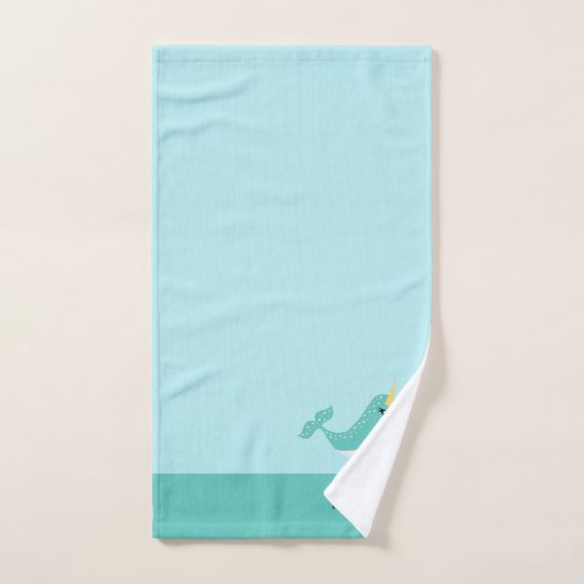 Cute Narwhal avec cils (Serviette à main)