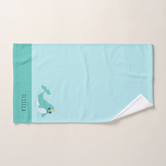 Cute Narwhal avec cils (Serviette à main)