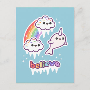 Cute Narwhal Birthday Party Invitations Kaart