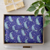 Cute Narwhal in Santa Hat Pattern Wrapping Paper Tissuepapier (Geschenk)