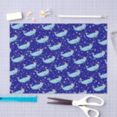 Cute Narwhal in Santa Hat Pattern Wrapping Paper Tissuepapier (Craft)