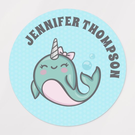 Cute Narwhal Labels (Design 2)