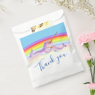 Cute narwhal moeder babyblauwe regenboog baby show bedankzakje