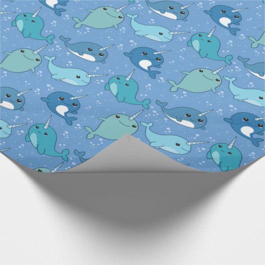 Cute Narwhal Pattern Cadeaupapier (Hoek)