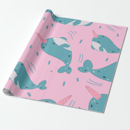 Cute Narwhal Pattern Cadeaupapier
