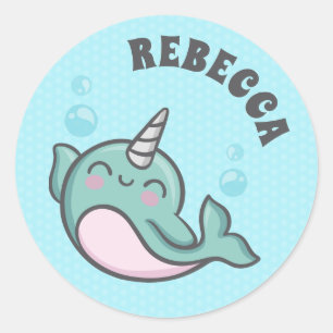 Cute Narwhal Ronde Sticker