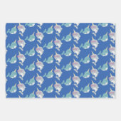 Cute Narwhal Whimsical Cartoon Pattern in Blue Inpakpapier Vel (Voorkant)