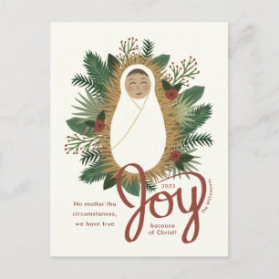 Cute Natitivity Elegant Joy Baby Jesus Kerstmis Feestdagenkaart