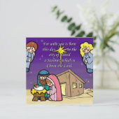 Cute Natitivity Scene Invitation Card Kaart (Staand voorkant)