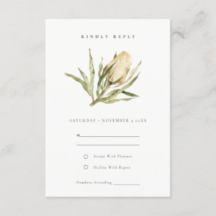 Cute Native Banksia Waterverf Floral Wedding RSVP Informatiekaartje