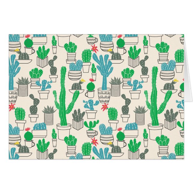 Cute Natural Floral Cacti Pattern (Voorkant Horizontaal)