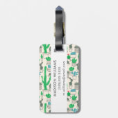 Cute Natural Floral Cacti Pattern Bagagelabel (Achterkant verticaal)