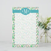 Cute Natural Floral Cacti Pattern Briefpapier (Staand voorkant)