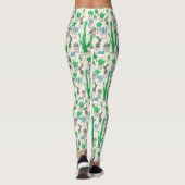 Cute Natural Floral Cacti Pattern Leggings (Achterkant)
