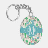 Cute Natural Floral Cacti Pattern Sleutelhanger (Voorkant Links)