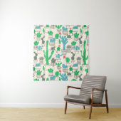 Cute Natural Floral Cacti Pattern Wandkleed (In Situ (horizontaal))
