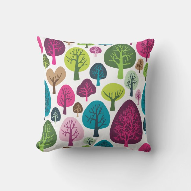 Cute natuur tree flower retro patroon kussen (Voorkant)