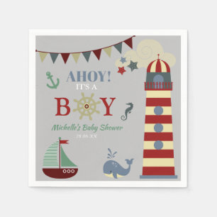 Cute Nautical Ahoy! Het Baby shower van een jongen Servet