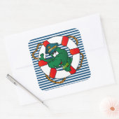 Cute Nautical Alligator Baby shower Thema Vierkante Sticker (Envelop)