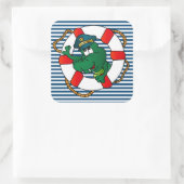 Cute Nautical Alligator Baby shower Thema Vierkante Sticker (Tas)