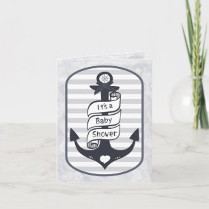 Cute Nautical Anchor Bow and Stripes Baby shower