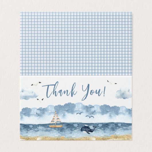 Cute Nautical Baby Boy Foldable Merci Cartes (Outside Unfolded)