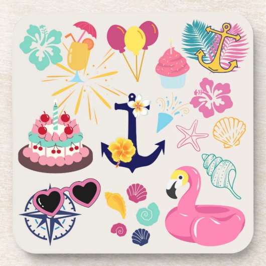 Cute Nautical Birthday Bier Onderzetter (Voorkant)