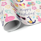Cute Nautical Birthday Cadeaupapier (Rol Hoek)