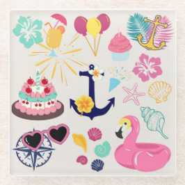 Cute Nautical Birthday Glazen Onderzetter