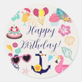  Cute Nautical Birthday Ronde Sticker
