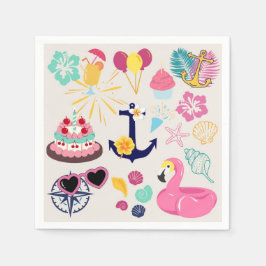Cute Nautical Birthday Servet