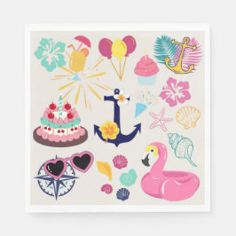 Cute Nautical Birthday Servet