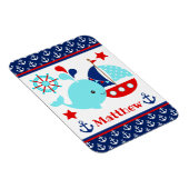 Cute Nautical Blue Whale and Anchors Pattern Magneet (Rechterzijde)
