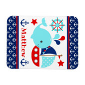 Cute Nautical Blue Whale and Anchors Pattern Magneet (Horizontaal)
