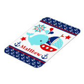 Cute Nautical Blue Whale and Anchors Pattern Magneet (Linkerzijde)