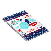 Cute Nautical Blue Whale and Anchors Pattern Notitieboek (Rechterzijde)