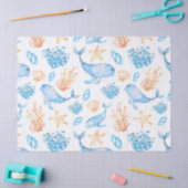 Cute Nautical Blue Whales Brown Ocean Life Tissuepapier (Craft)